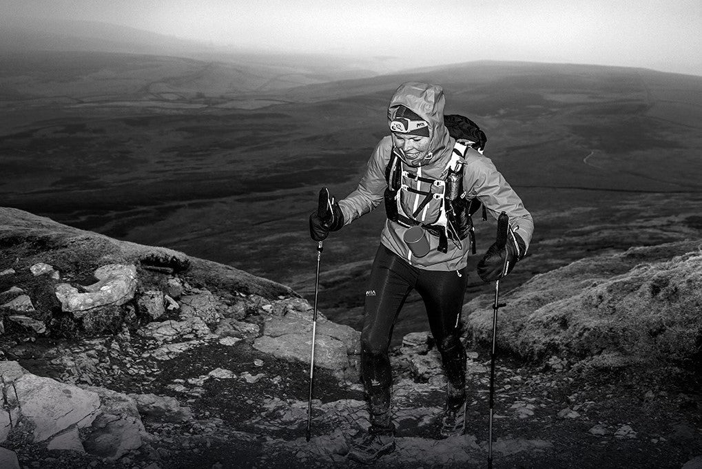 Jen Scotney running on Pen-y-ghent. Photo: John Bamber